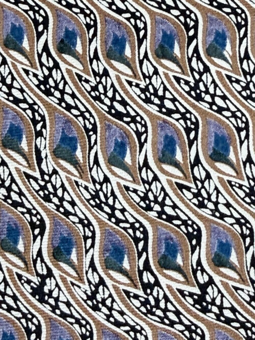 Vintage Abstract Art Silk Tie 80s Fox & Chave Made In England Necktie Peacock - Picture 2 of 4